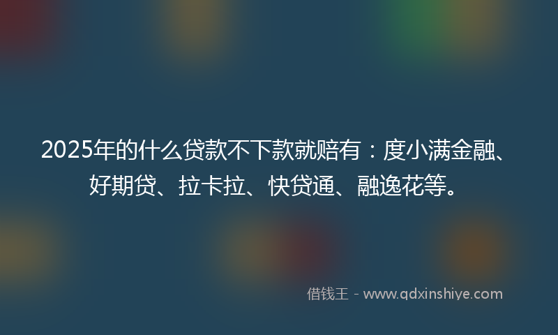 2025年的什么贷款不下款就赔有：度小满金融、好期贷、拉卡拉、快贷通、融逸花等。