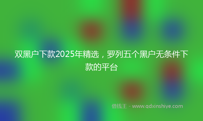 双黑户下款2025年精选，罗列五个黑户无条件下款的平台