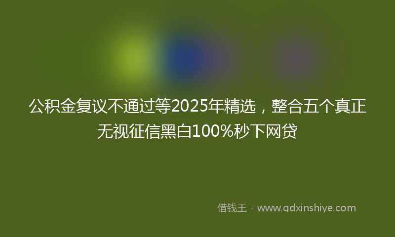 公积金复议不通过等2025年精选，整合五个真正无视征信黑白100%秒下网贷