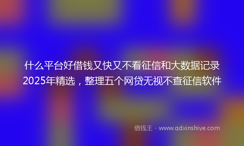 什么平台好借钱又快又不看征信和大数据记录2025年精选，整理五个网贷无视不查征信软件