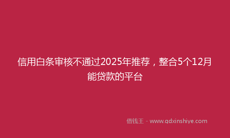 信用白条审核不通过2025年推荐，整合5个12月能贷款的平台