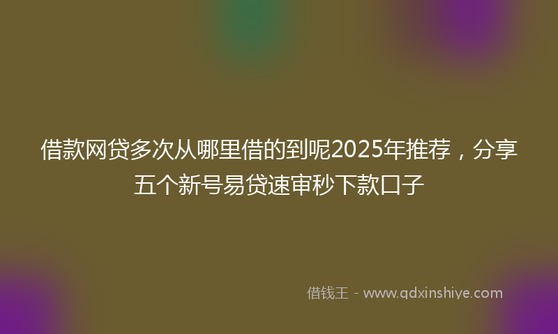 借款网贷多次从哪里借的到呢2025年推荐，分享五个新号易贷速审秒下款口子