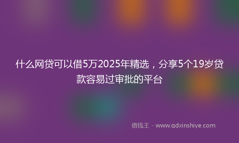 什么网贷可以借5万2025年精选，分享5个19岁贷款容易过审批的平台