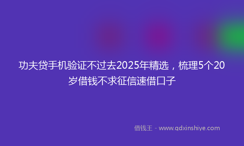 功夫贷手机验证不过去2025年精选，梳理5个20岁借钱不求征信速借口子
