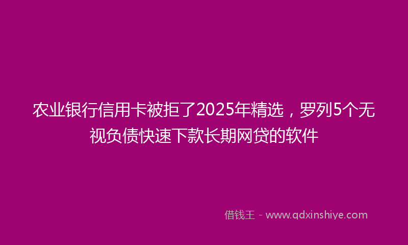 农业银行信用卡被拒了2025年精选，罗列5个无视负债快速下款长期网贷的软件