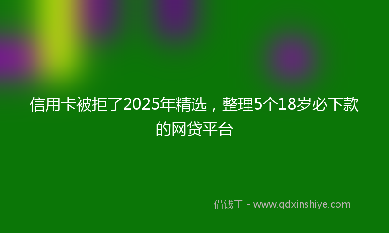 信用卡被拒了2025年精选，整理5个18岁必下款的网贷平台