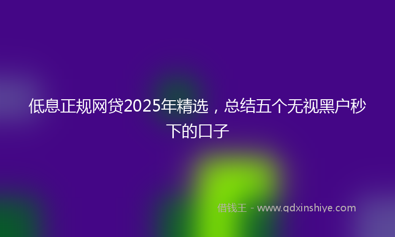 低息正规网贷2025年精选，总结五个无视黑户秒下的口子