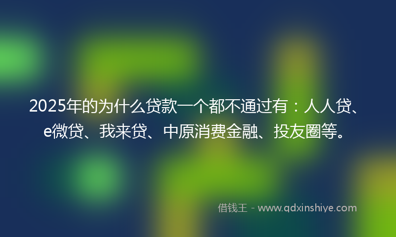 2025年的为什么贷款一个都不通过有：人人贷、e微贷、我来贷、中原消费金融、投友圈等。
