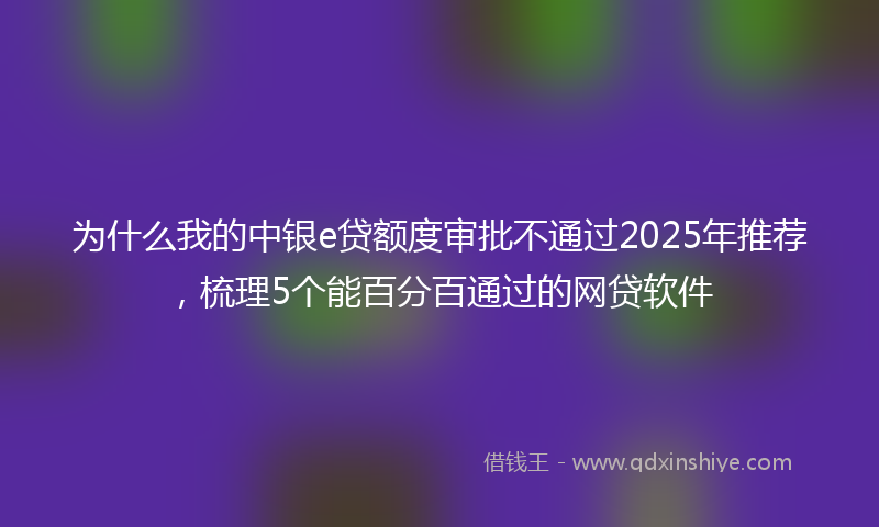 为什么我的中银e贷额度审批不通过2025年推荐，梳理5个能百分百通过的网贷软件