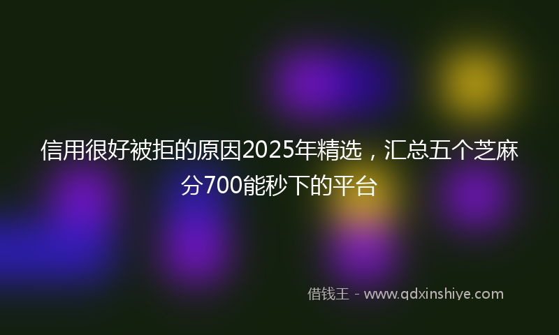 信用很好被拒的原因2025年精选，汇总五个芝麻分700能秒下的平台