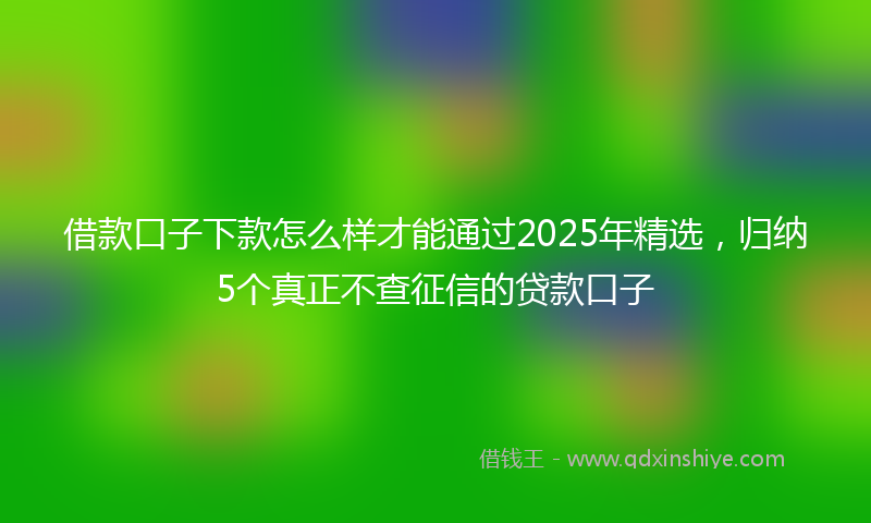借款口子下款怎么样才能通过2025年精选，归纳5个真正不查征信的贷款口子