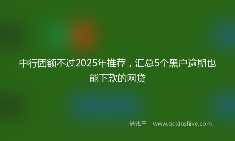 中行固额不过2025年推荐，汇总5个黑户逾期也能下款的网贷