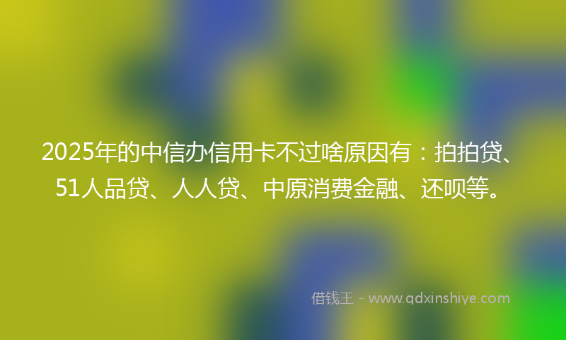 2025年的中信办信用卡不过啥原因有：拍拍贷、51人品贷、人人贷、中原消费金融、还呗等。
