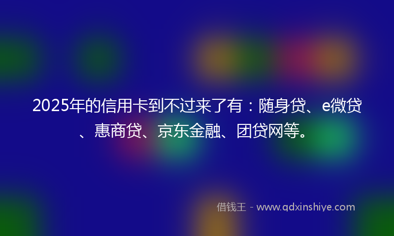 2025年的信用卡到不过来了有：随身贷、e微贷、惠商贷、京东金融、团贷网等。