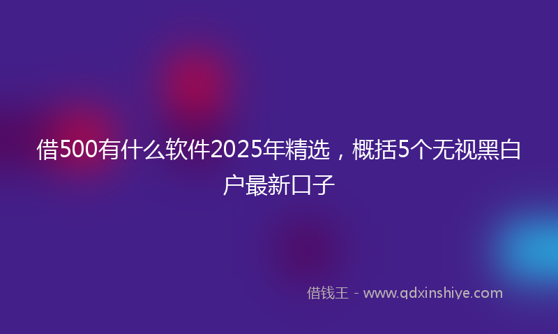 借500有什么软件2025年精选，概括5个无视黑白户最新口子