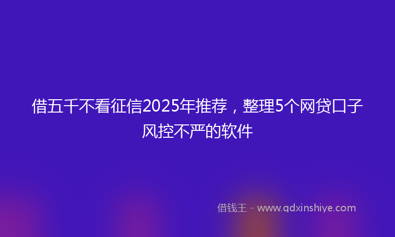 借五千不看征信2025年推荐，整理5个网贷口子风控不严的软件