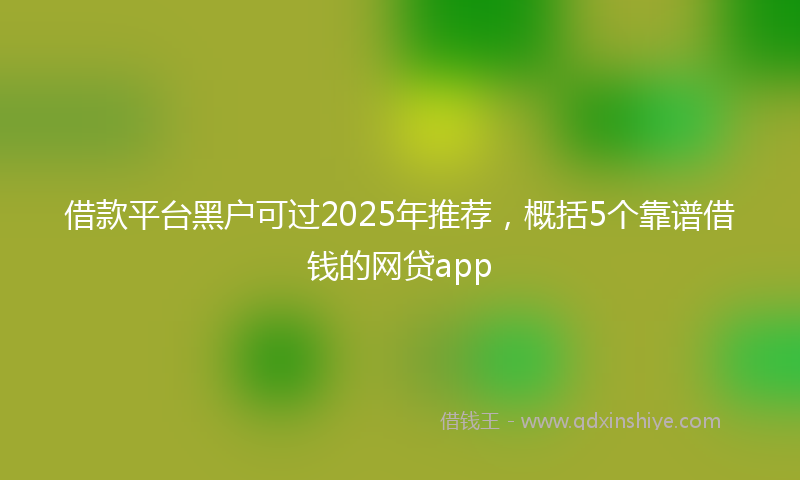 借款平台黑户可过2025年推荐，概括5个靠谱借钱的网贷app