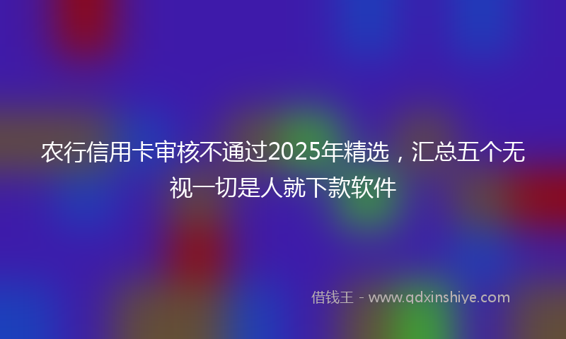 农行信用卡审核不通过2025年精选，汇总五个无视一切是人就下款软件