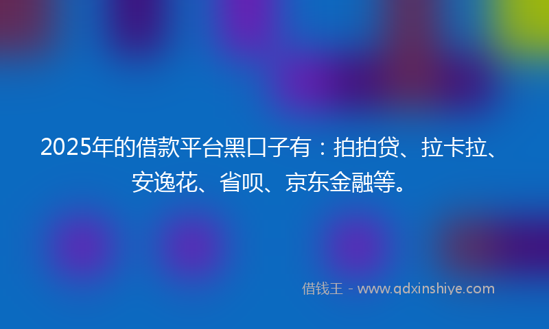 2025年的借款平台黑口子有：拍拍贷、拉卡拉、安逸花、省呗、京东金融等。