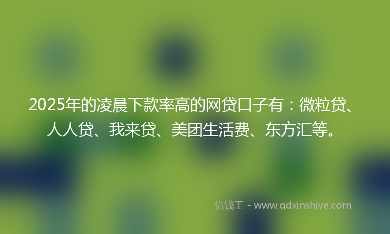 2025年的凌晨下款率高的网贷口子有：微粒贷、人人贷、我来贷、美团生活费、东方汇等。