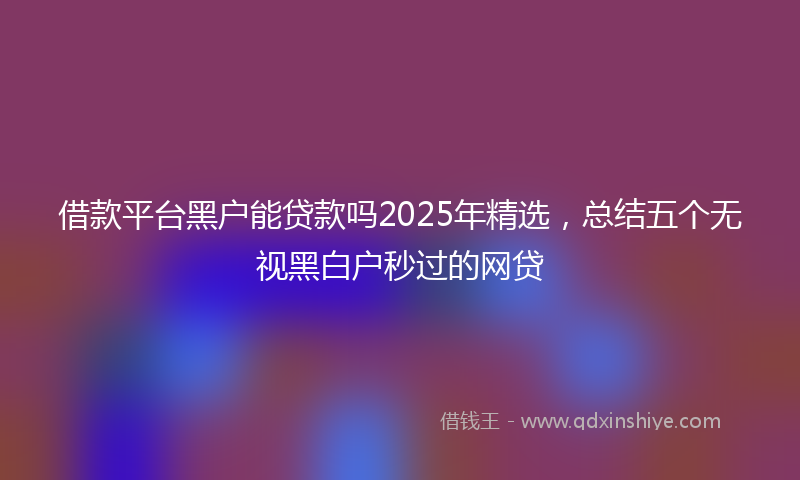 借款平台黑户能贷款吗2025年精选，总结五个无视黑白户秒过的网贷