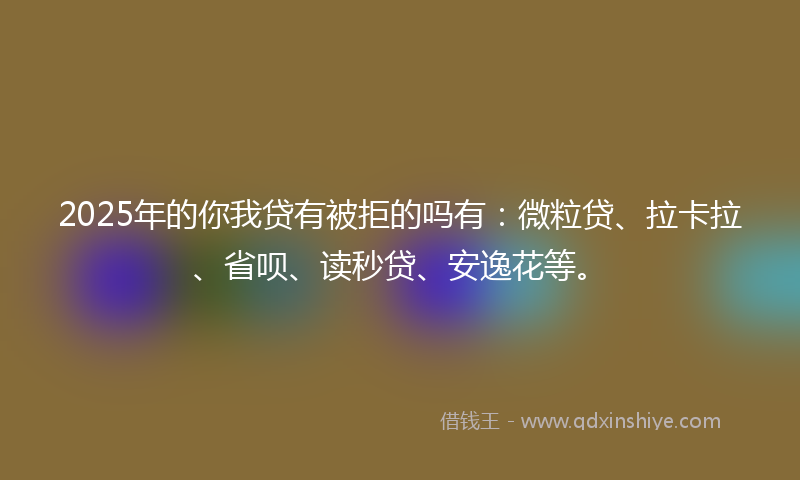 2025年的你我贷有被拒的吗有：微粒贷、拉卡拉、省呗、读秒贷、安逸花等。