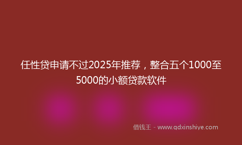任性贷申请不过2025年推荐，整合五个1000至5000的小额贷款软件