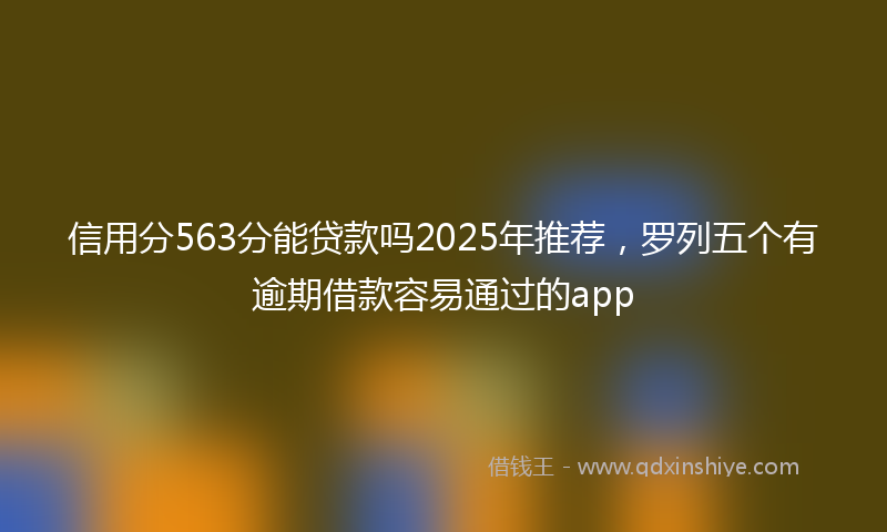 信用分563分能贷款吗2025年推荐，罗列五个有逾期借款容易通过的app