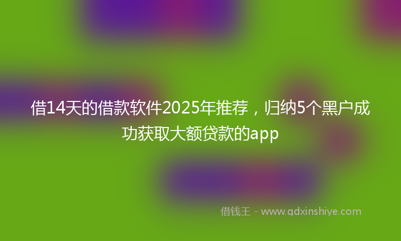 借14天的借款软件2025年推荐，归纳5个黑户成功获取大额贷款的app