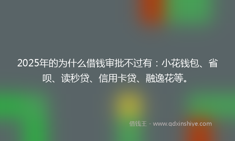 2025年的为什么借钱审批不过有:小花钱包、省呗、读秒贷、信用卡贷、融逸花等。