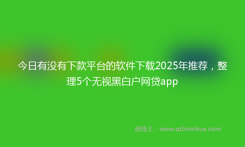 今日有没有下款平台的软件下载2025年推荐，整理5个无视黑白户网贷app