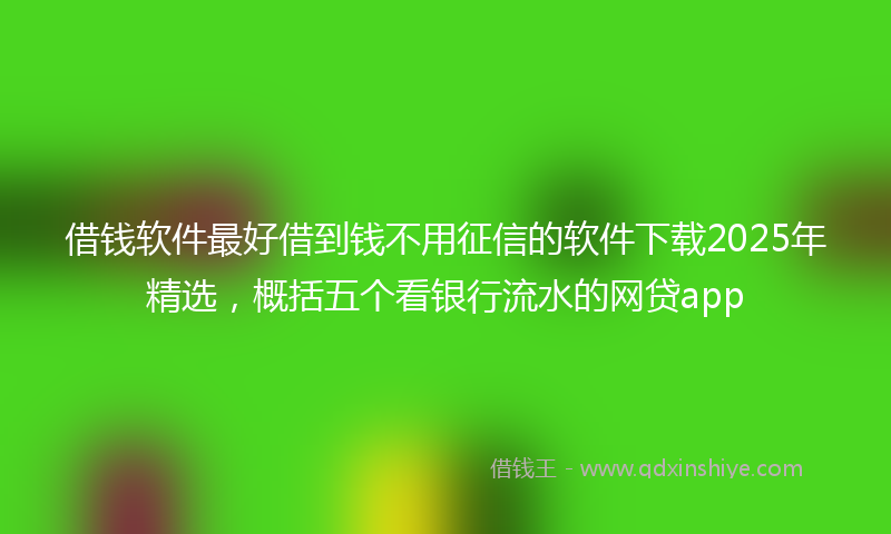借钱软件最好借到钱不用征信的软件下载2025年精选，概括五个看银行流水的网贷app