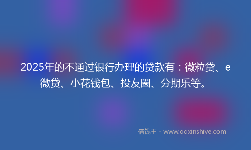 2025年的不通过银行办理的贷款有：微粒贷、e微贷、小花钱包、投友圈、分期乐等。