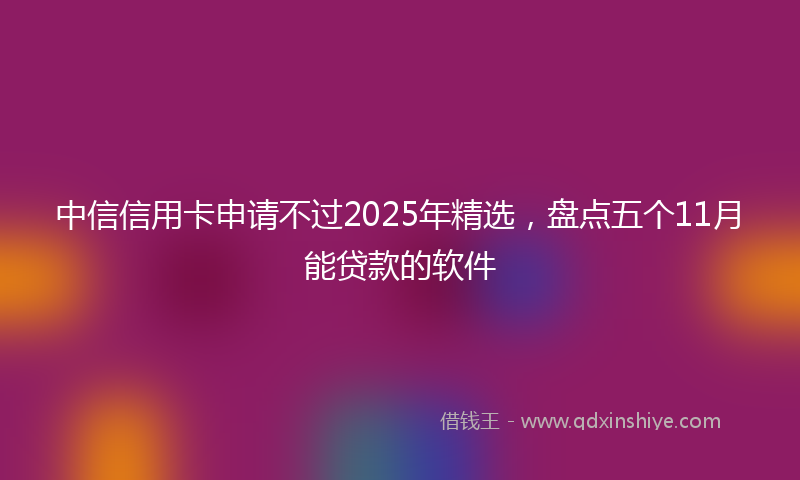 中信信用卡申请不过2025年精选，盘点五个11月能贷款的软件