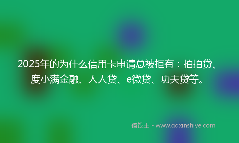 2025年的为什么信用卡申请总被拒有：拍拍贷、度小满金融、人人贷、e微贷、功夫贷等。