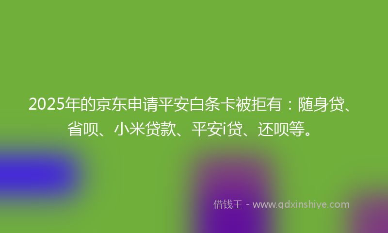 2025年的京东申请平安白条卡被拒有：随身贷、省呗、小米贷款、平安i贷、还呗等。