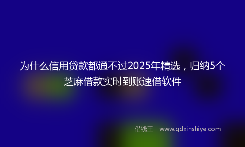 为什么信用贷款都通不过2025年精选,归纳5个芝麻借款实时到账速借软件