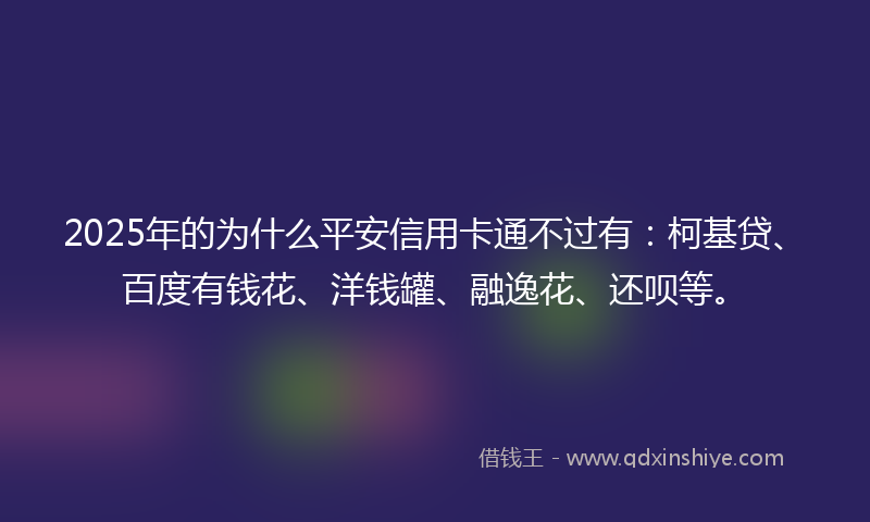 2025年的为什么平安信用卡通不过有：柯基贷、百度有钱花、洋钱罐、融逸花、还呗等。