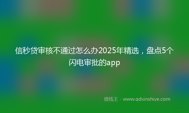 信秒贷审核不通过怎么办2025年精选，盘点5个闪电审批的app