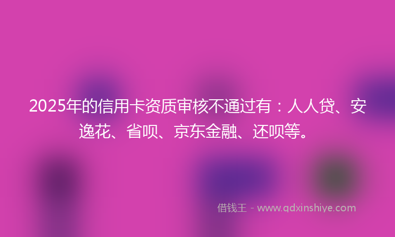 2025年的信用卡资质审核不通过有：人人贷、安逸花、省呗、京东金融、还呗等。
