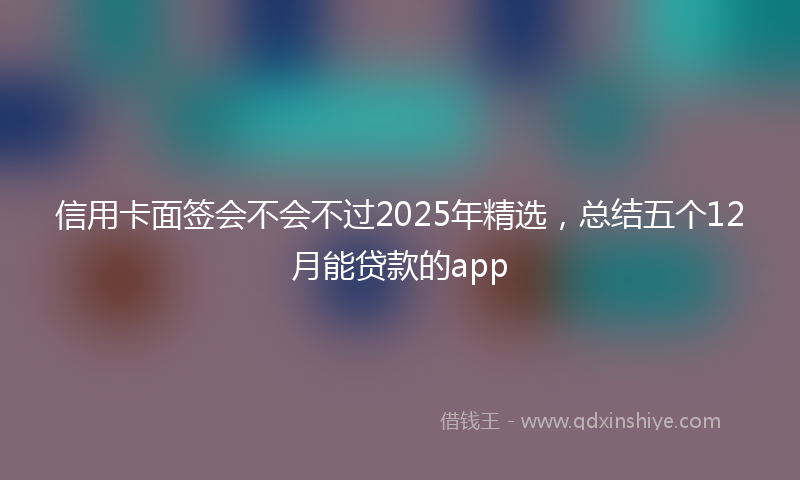 信用卡面签会不会不过2025年精选，总结五个12月能贷款的app