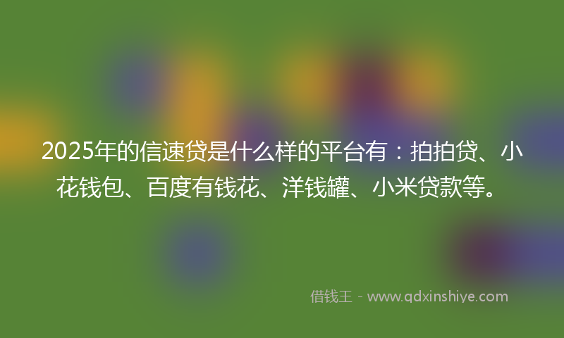 2025年的信速贷是什么样的平台有：拍拍贷、小花钱包、百度有钱花、洋钱罐、小米贷款等。