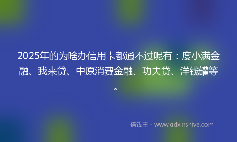 2025年的为啥办信用卡都通不过呢有：度小满金融、我来贷、中原消费金融、功夫贷、洋钱罐等。