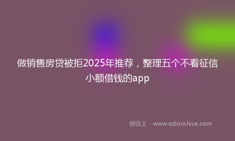 做销售房贷被拒2025年推荐，整理五个不看征信小额借钱的app