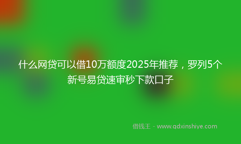 什么网贷可以借10万额度2025年推荐，罗列5个新号易贷速审秒下款口子