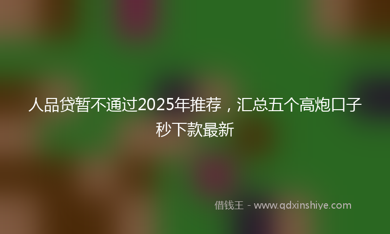 人品贷暂不通过2025年推荐，汇总五个高炮口子秒下款最新