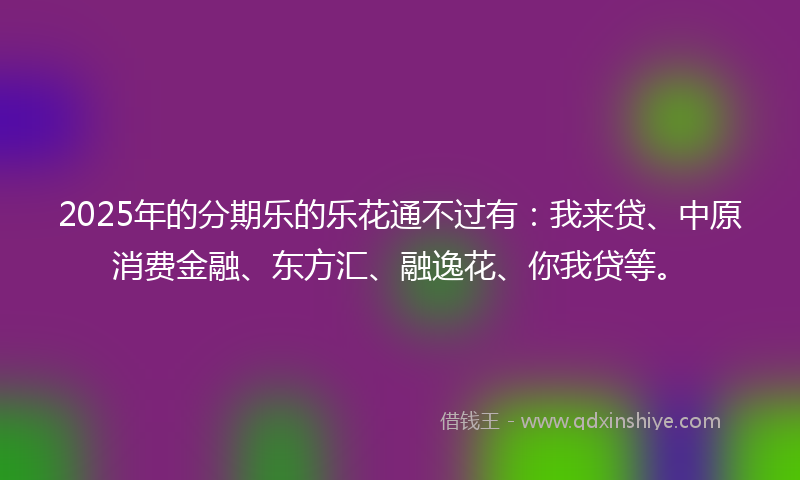 2025年的分期乐的乐花通不过有：我来贷、中原消费金融、东方汇、融逸花、你我贷等。