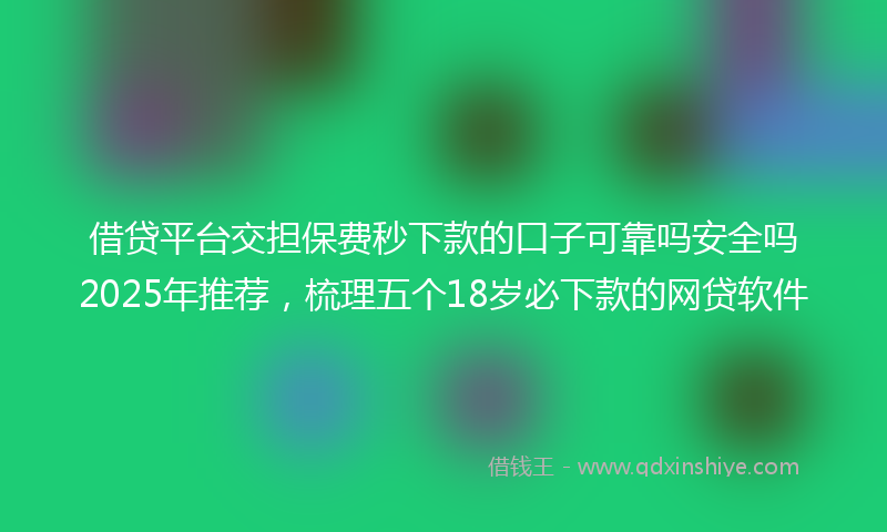 借贷平台交担保费秒下款的口子可靠吗安全吗2025年推荐，梳理五个18岁必下款的网贷软件