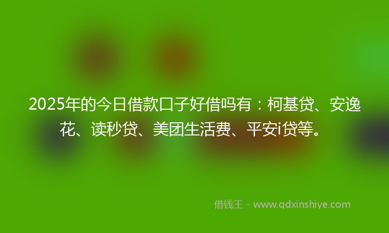 2025年的今日借款口子好借吗有：柯基贷、安逸花、读秒贷、美团生活费、平安i贷等。