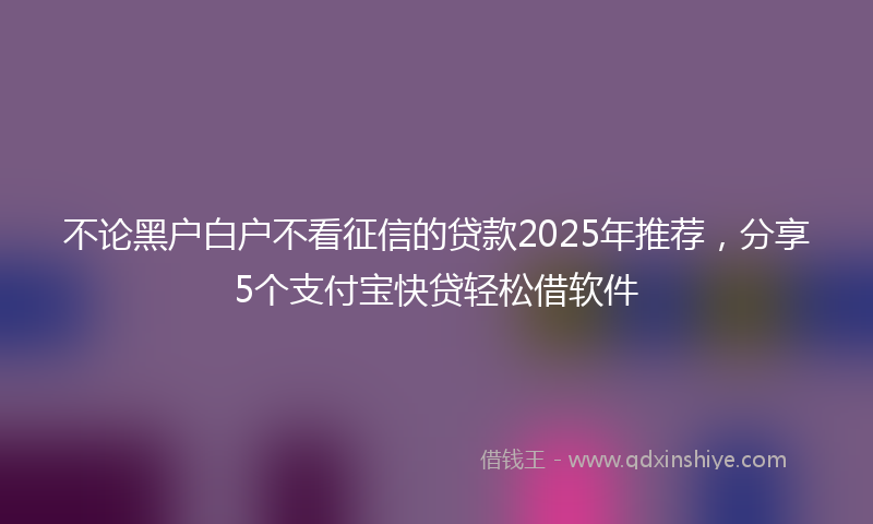 不论黑户白户不看征信的贷款2025年推荐，分享5个支付宝快贷轻松借软件